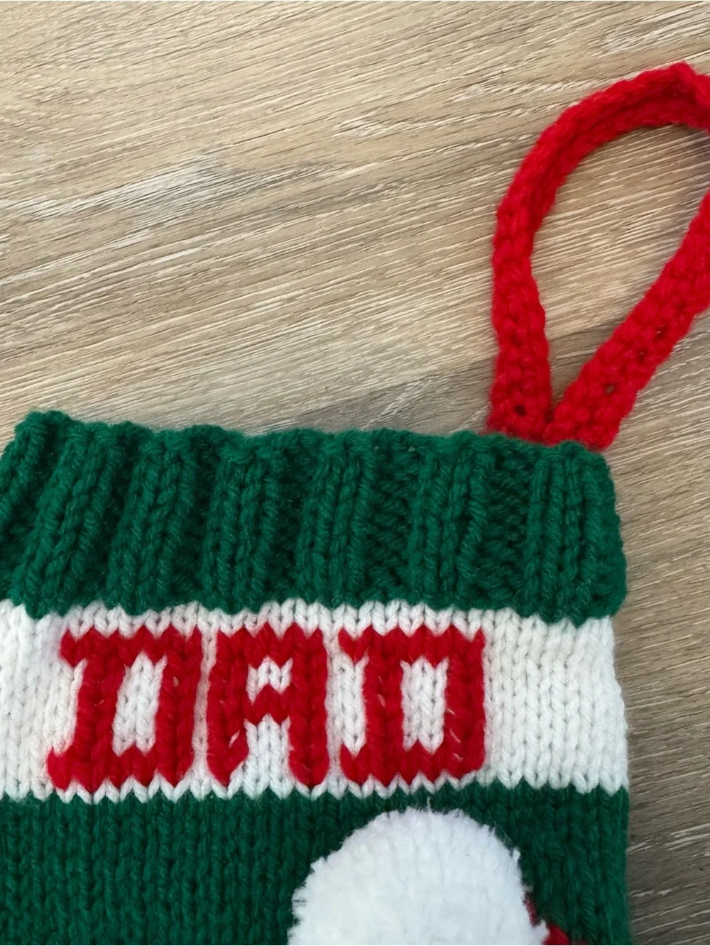 Hand Knit Christmas Stocking Personalized with DAD EUC